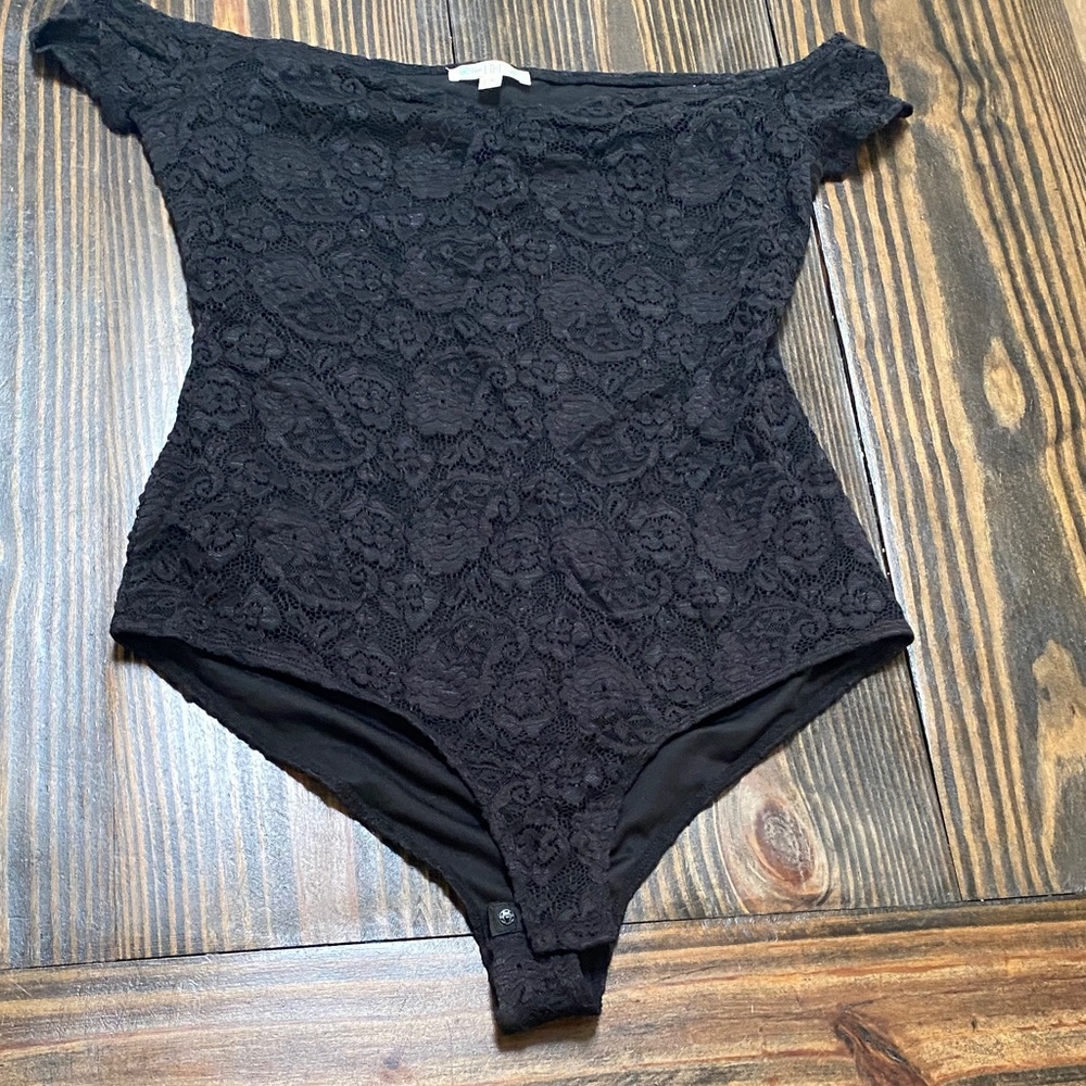 Love Fire Black Lace Bodysuit - Size Large